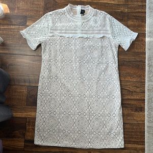 ETHEREAL by Paper Crane Lace Sheath Mini Dress with Ruffles Sz L